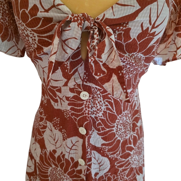 Silk Tie-Front Mini Dress in Sunflower - Picture 12 of 12